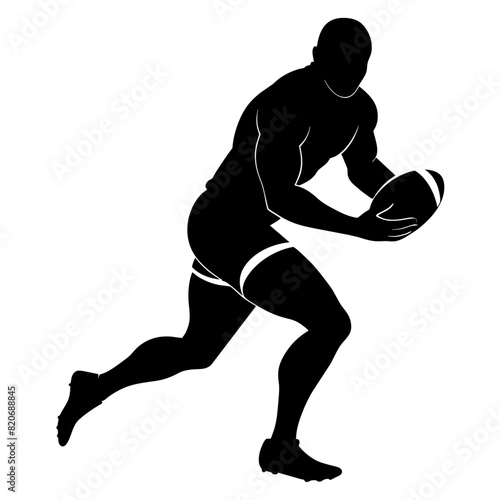 Rugby Sports player running vector silhouette black color illustration