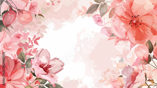 Watercolor soft pink floral frame for wedding birthday © Feblar
