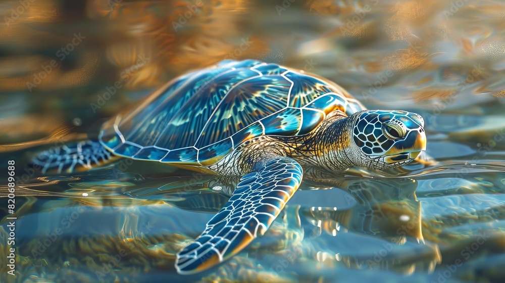 A sea turtle navigating the vast ocean A sea turtle navigating the vast ocean
