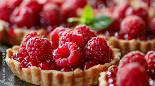 a pie with raspberries  photo
