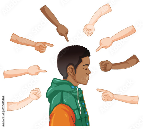 Person surrounded by pointing fingers