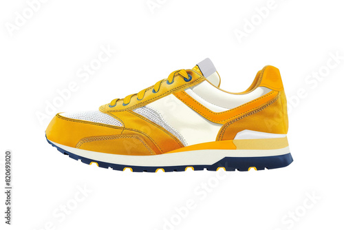 Yellow and Blue Sneaker With White Soles