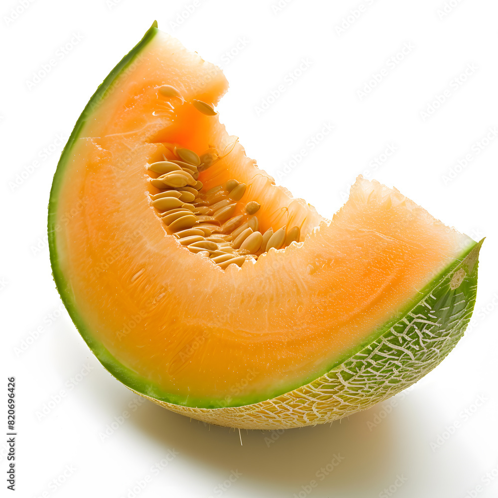 Cantaloupe melon slice isolated on white background Cantaloupe melon slice isolated on white background