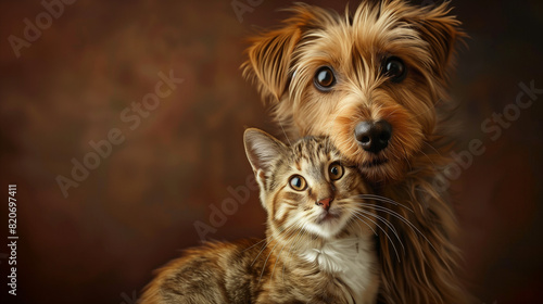 Dog and Cat Posing Together