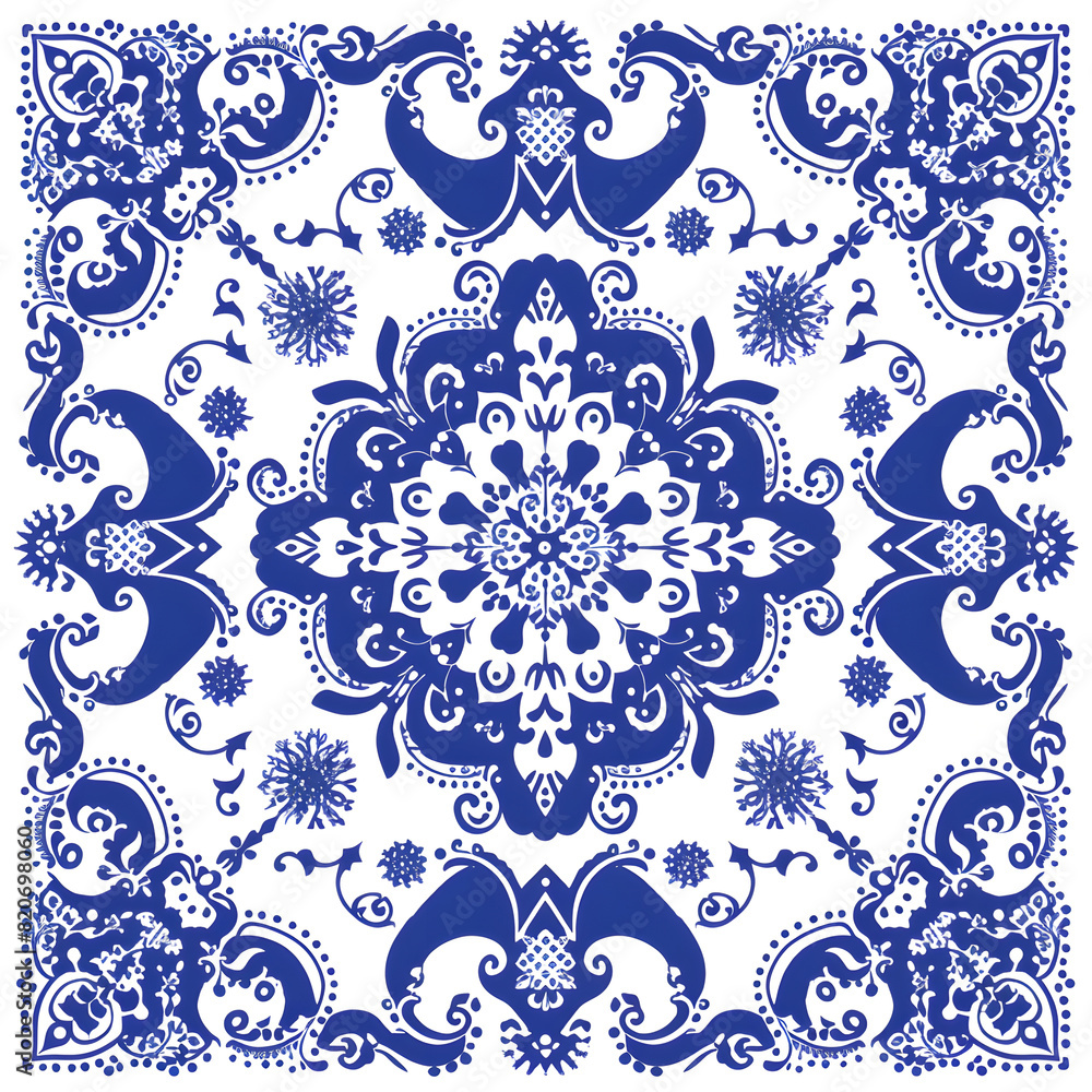 
Imagine
3d




Blue bandana pattern floral geometric antique design on white background