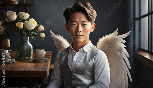 Angel, guy with angel wings photo