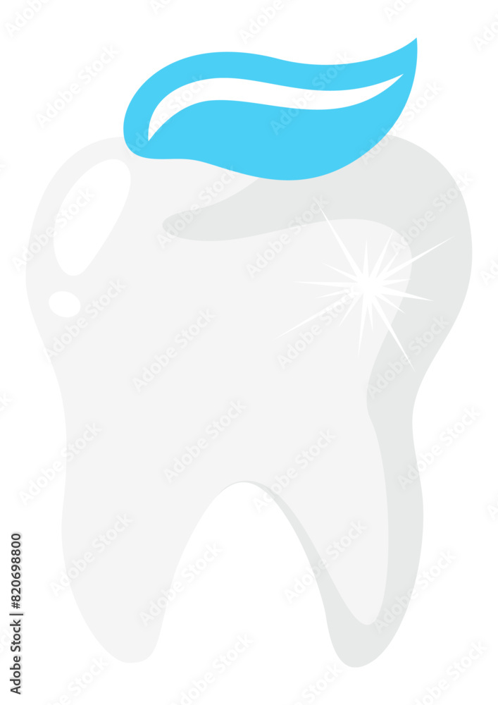 Icon of healthy white tooth with toothpaste