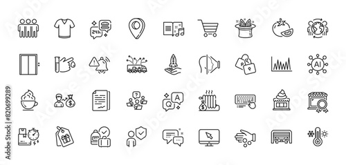 Coffee cup, Truck delivery and Parking garage line icons pack. AI, Question and Answer, Map pin icons. Teamwork question, Locks, Internet web icon. Vector