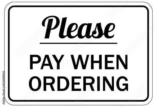 payment signs please pay when ordering