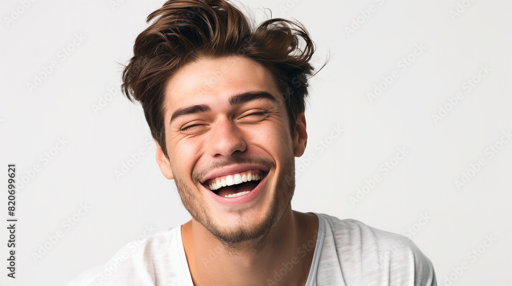 Smiling Young Man With Messy Haircut Smiling Young Man With Messy Haircut