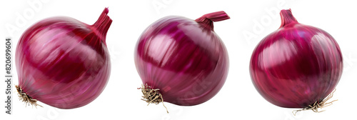 Red onion, isolated, PNG set, collection