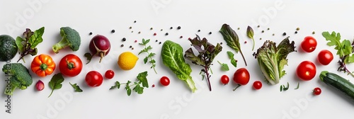 A colorful assortment of fresh vegetables neatly arranged on a white background, leaving ample blank space for text or graphics. Isolated on A Transparent Background.