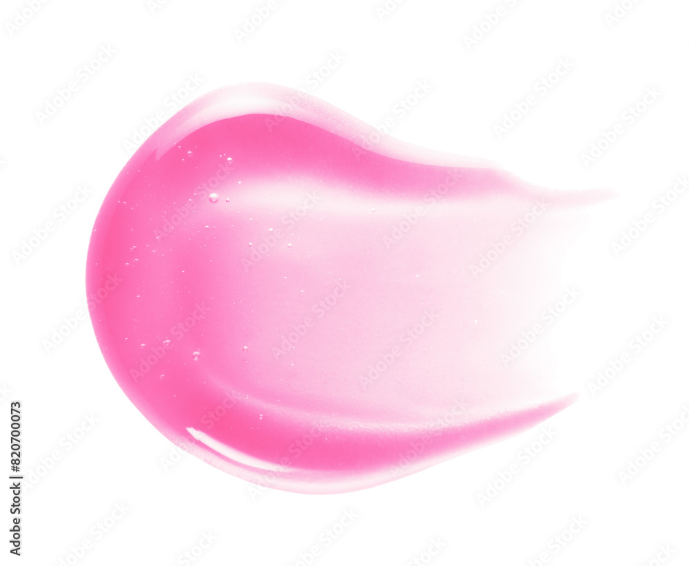Lip oil or lip gloss swatch texture. Glossy liquid lipstick smear smudge isolated on white background. Pink makeup product brush stroke Lip oil or lip gloss swatch texture. Glossy liquid lipstick smear smudge isolated on white background. Pink makeup product brush stroke