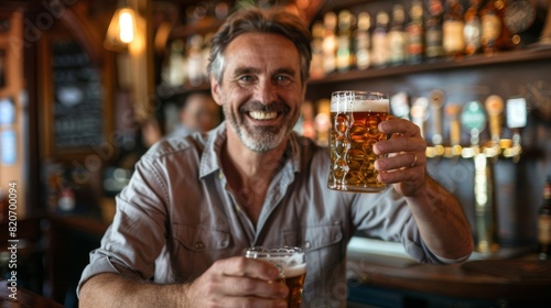Man Toasting with a Beer Glass photo