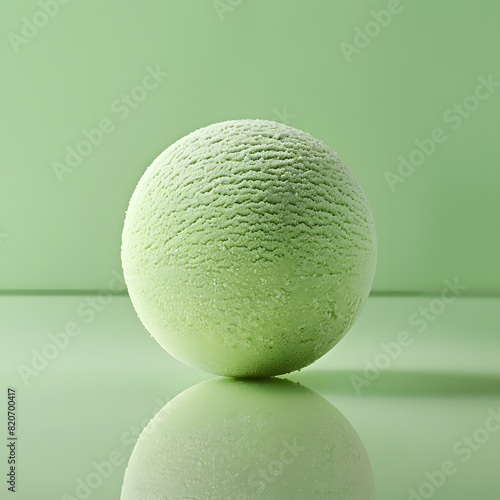 Green scoop of ice-cream gelato isolated on green background
