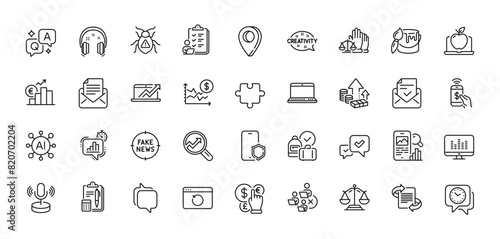 Phone payment, Euro rate and Approve line icons pack. AI, Question and Answer, Map pin icons. Microphone, Phone protect, Software bug web icon. Vector