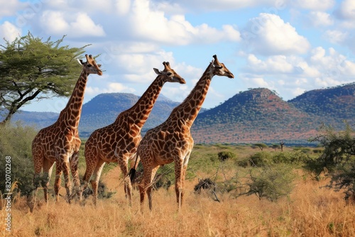 Group of giraffes in the National Park Kenya  AI generated