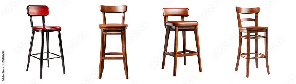 Collection set of Barstool chairs isolated on transparent background Collection set of Barstool chairs isolated on transparent background