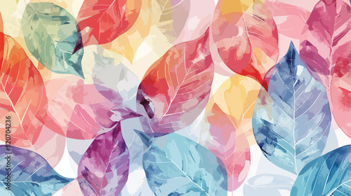 Colorful leaves watercolor pattern for background