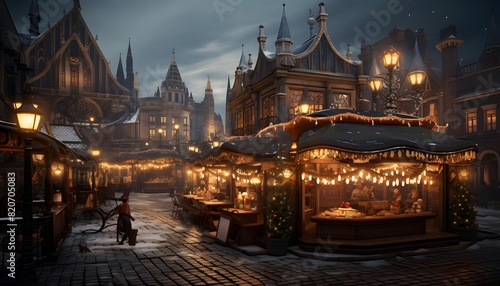 Christmas market in the old town of Gdansk, Poland.