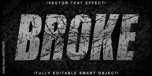 Gray Broke Vector Fully Editable Smart Object Text Effect