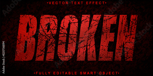 Red Broken Vector Fully Editable Smart Object Text Effect