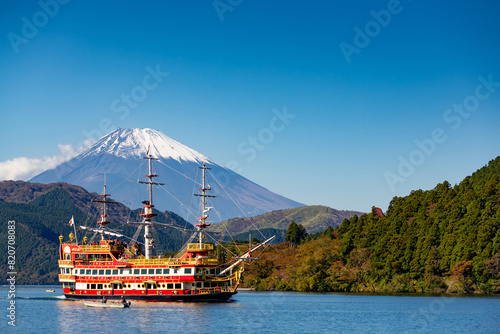 Mount Fuji, Japan. Lake Ashi view in Hakone	
