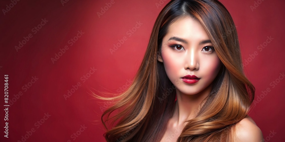 beautiful thai woman with smile make-up beautiful hairstyle cheerful smiling facial expression space for text thoughtful attitude beautiful thai woman with smile make-up beautiful hairstyle cheerful smiling facial expression space for text thoughtful attitude
