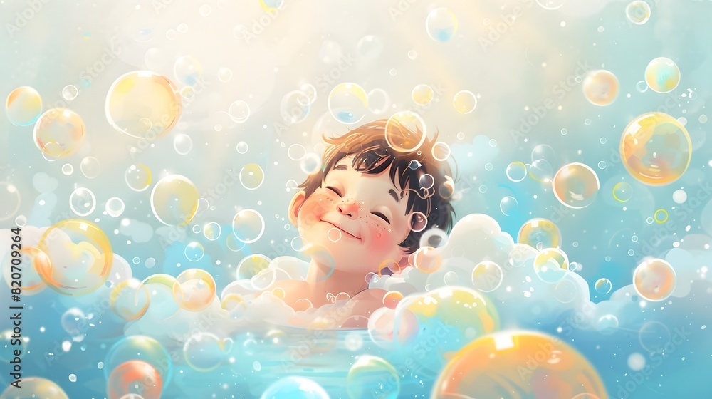 Joyful Immersion: A Child's Delight in Vibrant Bubble Bath Joyful Immersion: A Child's Delight in Vibrant Bubble Bath