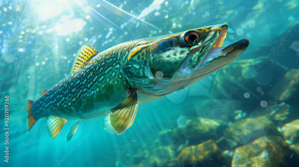 Pike fish underwater Pike fish underwater