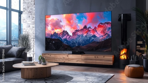 Samsung galaxy s9 smart TV, adopts modern minimalist futuristic style,