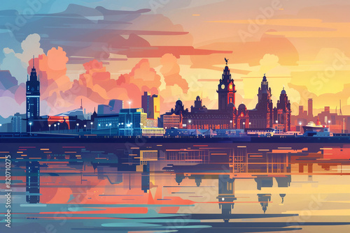 liverpool city vector skyline 