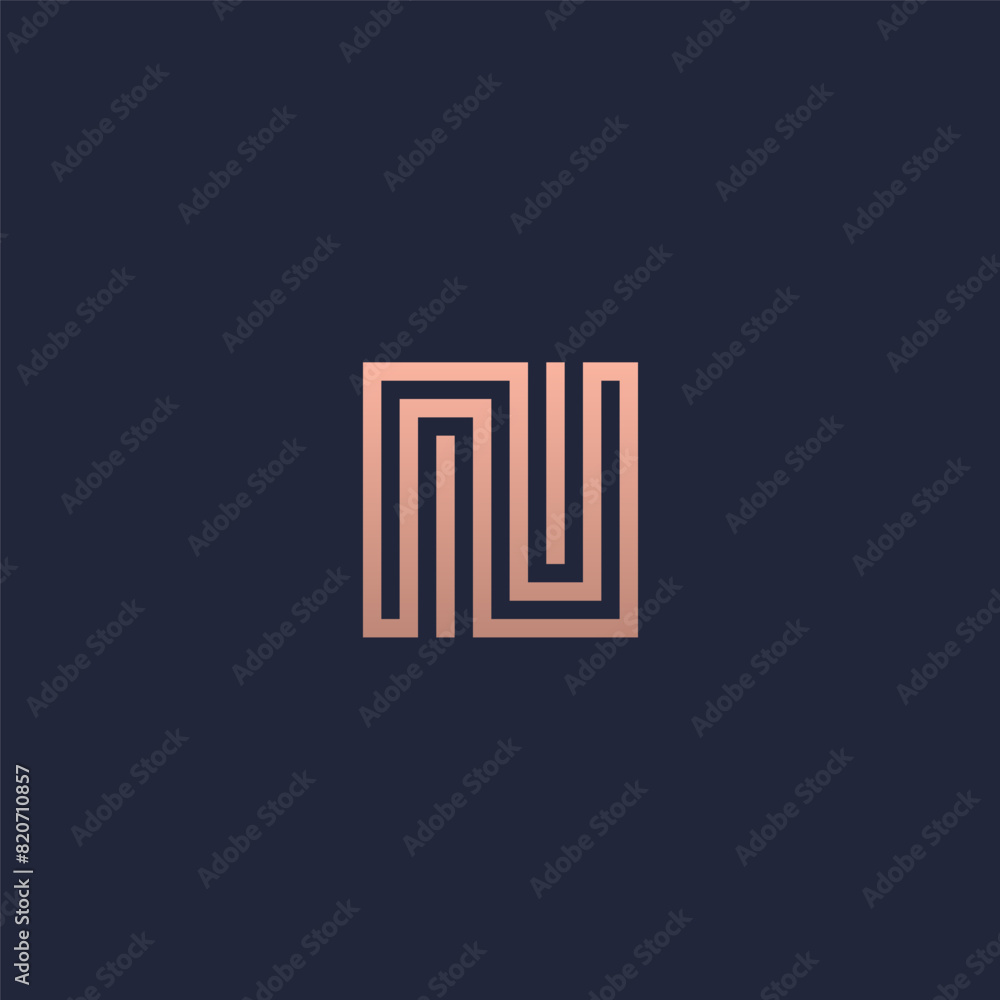 N letter logo in abstract square shape