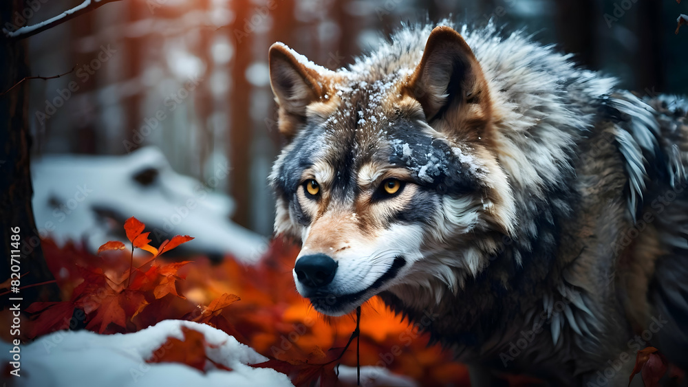 Fototapeta premium wolf in the snow