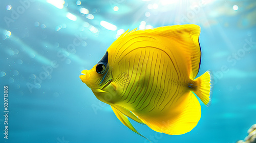 Yellow longnose butterflyfish (fish underwater) photo