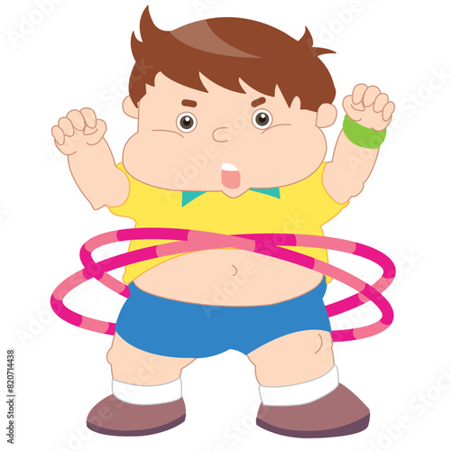 Fat boy doing hula hoop