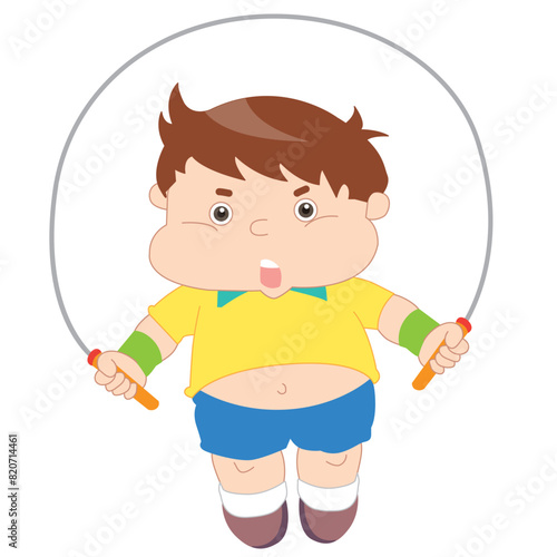 Fat boy jumping rope