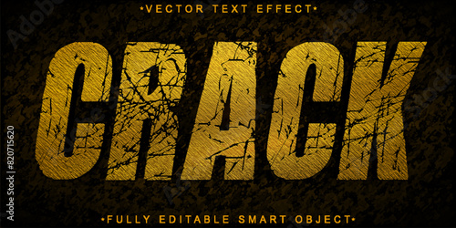 Worn Yellow Crack Vector Fully Editable Smart Object Text Effect