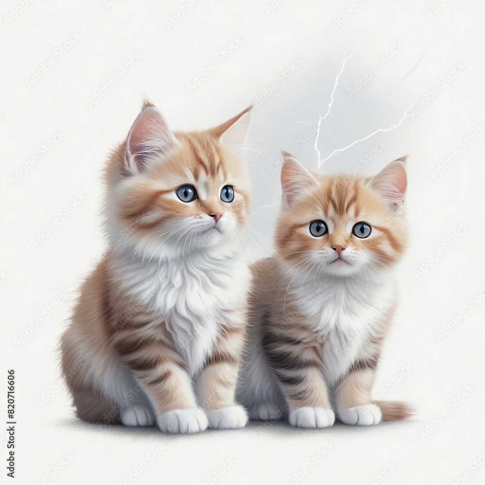 two kittens on white