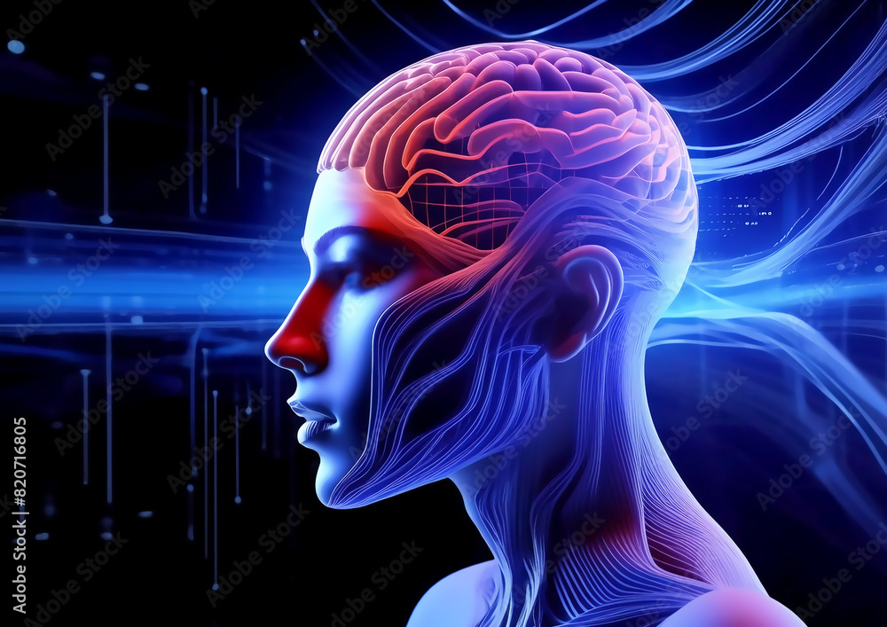 科学技術の概念で人工知能を搭載した人間の3dイラスト 科学技術の概念で人工知能を搭載した人間の3dイラスト