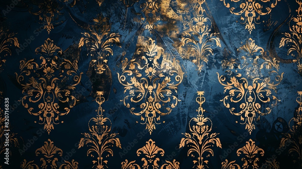 Sophisticated pattern background with intricate damask designs in gold and navy, luxurious theme, ethereal, Multilayer, regal ambiance backdrop Sophisticated pattern background with intricate damask designs in gold and navy, luxurious theme, ethereal, Multilayer, regal ambiance backdrop
