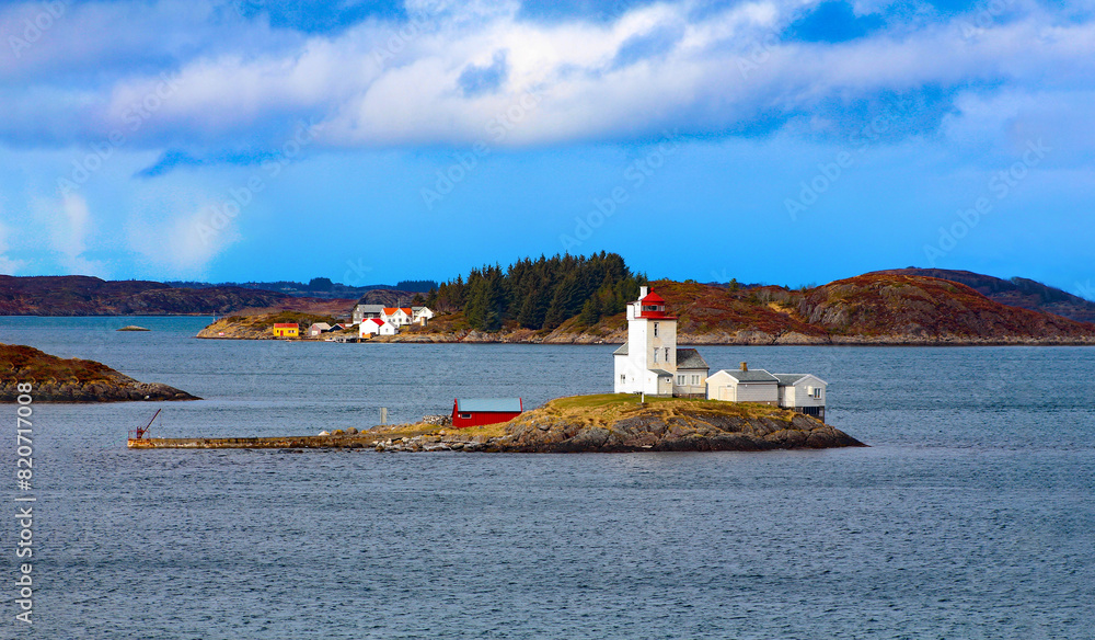 Tyrhaug Lighthouse, on the island Smoela, Norway