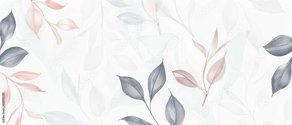 Minimalist pattern background with delicate line art of leaves and branches, nature theme, calming, Blend mode, botanical illustration backdrop Minimalist pattern background with delicate line art of leaves and branches, nature theme, calming, Blend mode, botanical illustration backdrop