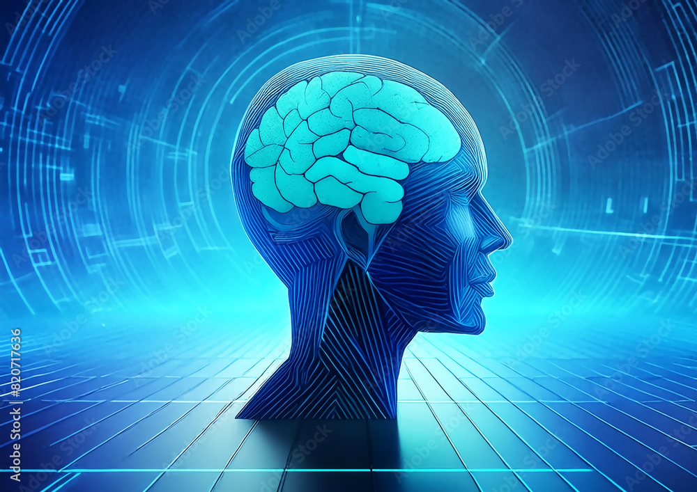 Obraz premium 科学技術の概念で人工知能を搭載した人間の3dイラスト
