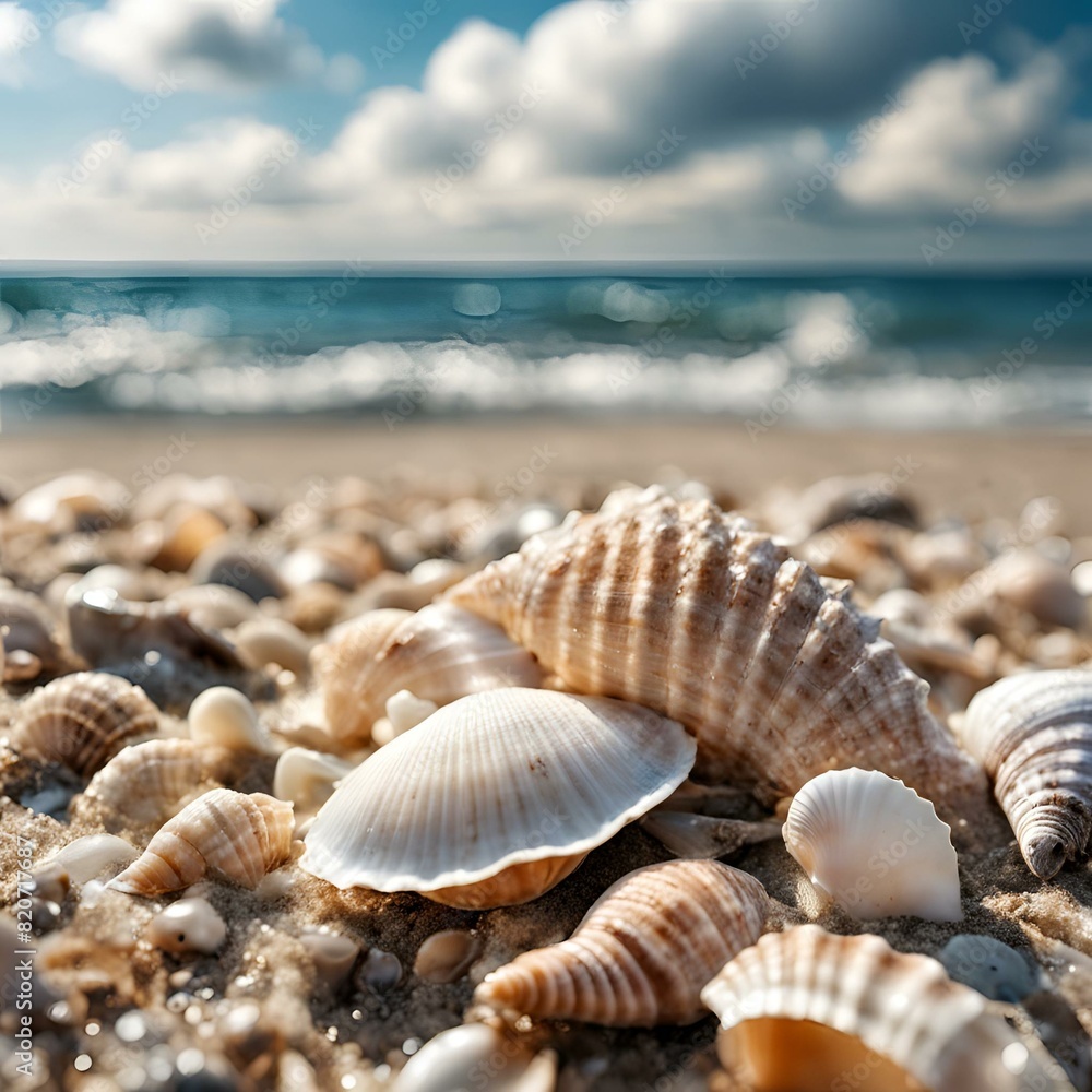 sea shells on the beach,Generative AI sea shells on the beach,Generative AI
