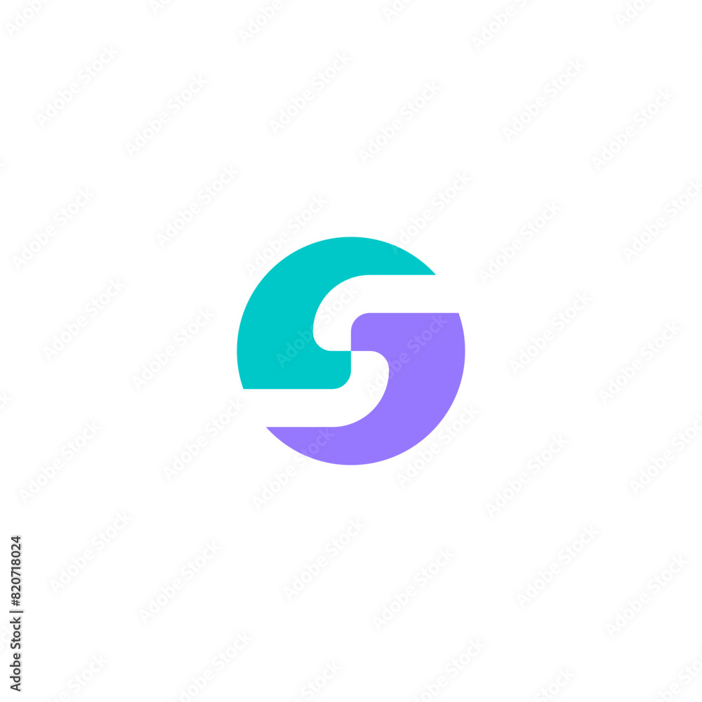 S initial logo inside purple and green circle shape. S initial logo inside purple and green circle shape.