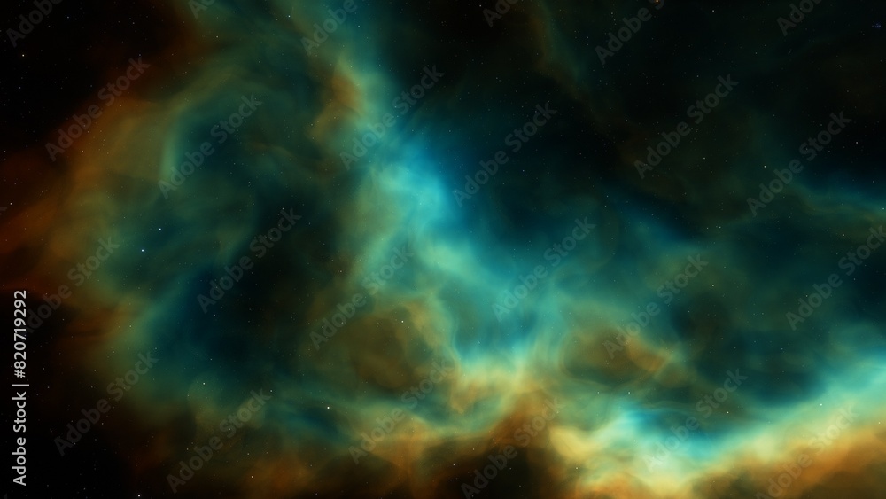 Space background. Nice clean colorful nebula with star field. 3D rendering
