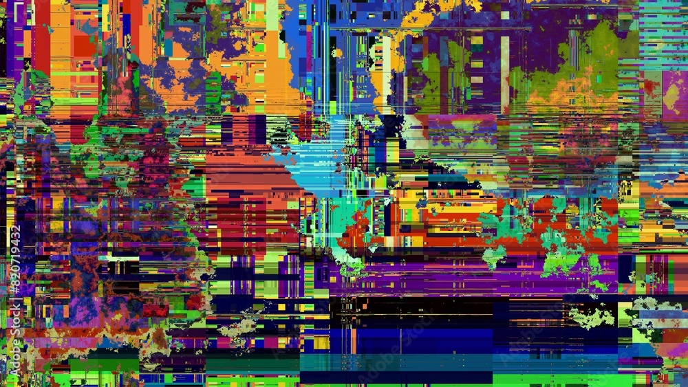 Obraz premium TV noise static effect, abstract glitch background. Fractal digital art pattern