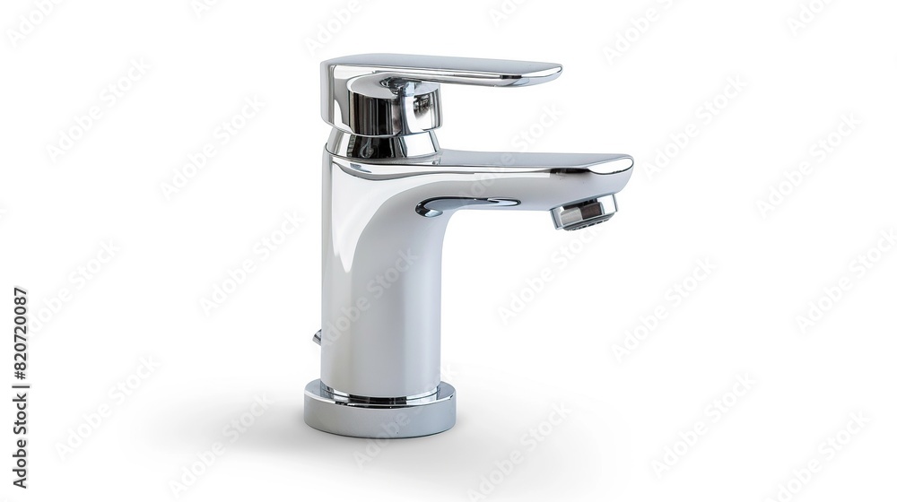 Water tap, faucet. Flow water in bathroom with sink. Modern clean. isolated on white background Water tap, faucet. Flow water in bathroom with sink. Modern clean. isolated on white background
