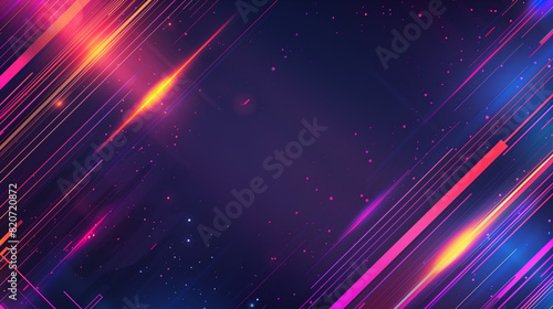 Retro abstract colorful banner with blinks and glowing neon lines, web and display wallpaper with bright colors.